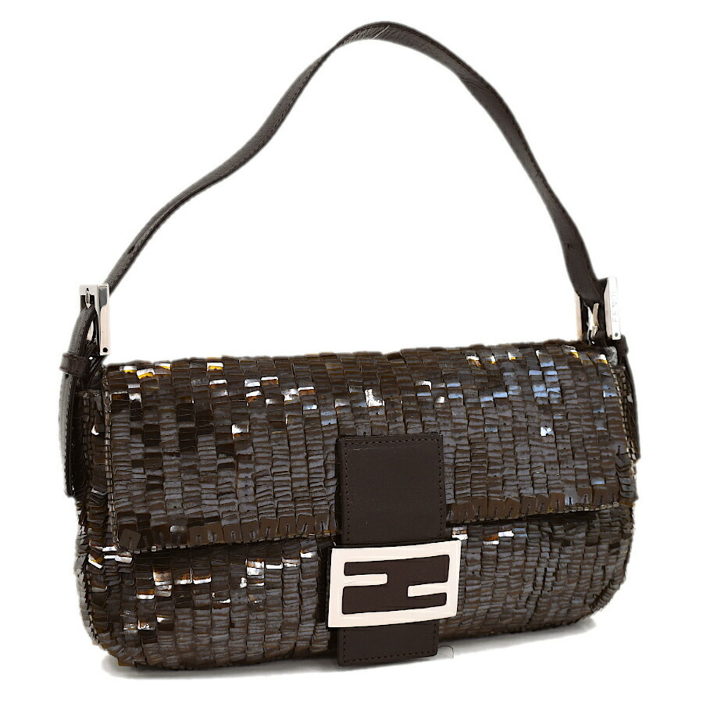 Fendi Mamma Bucket Bag Sequin Leather Brown - Picture 1 of 9